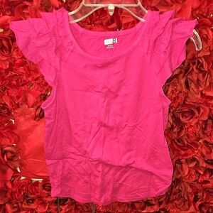 Crazy 8 Girls Pink Ruffle Sleeve Top Size 7/8